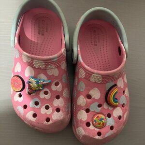 Kids Crocs - Size 10 - Pink w/ Hearts